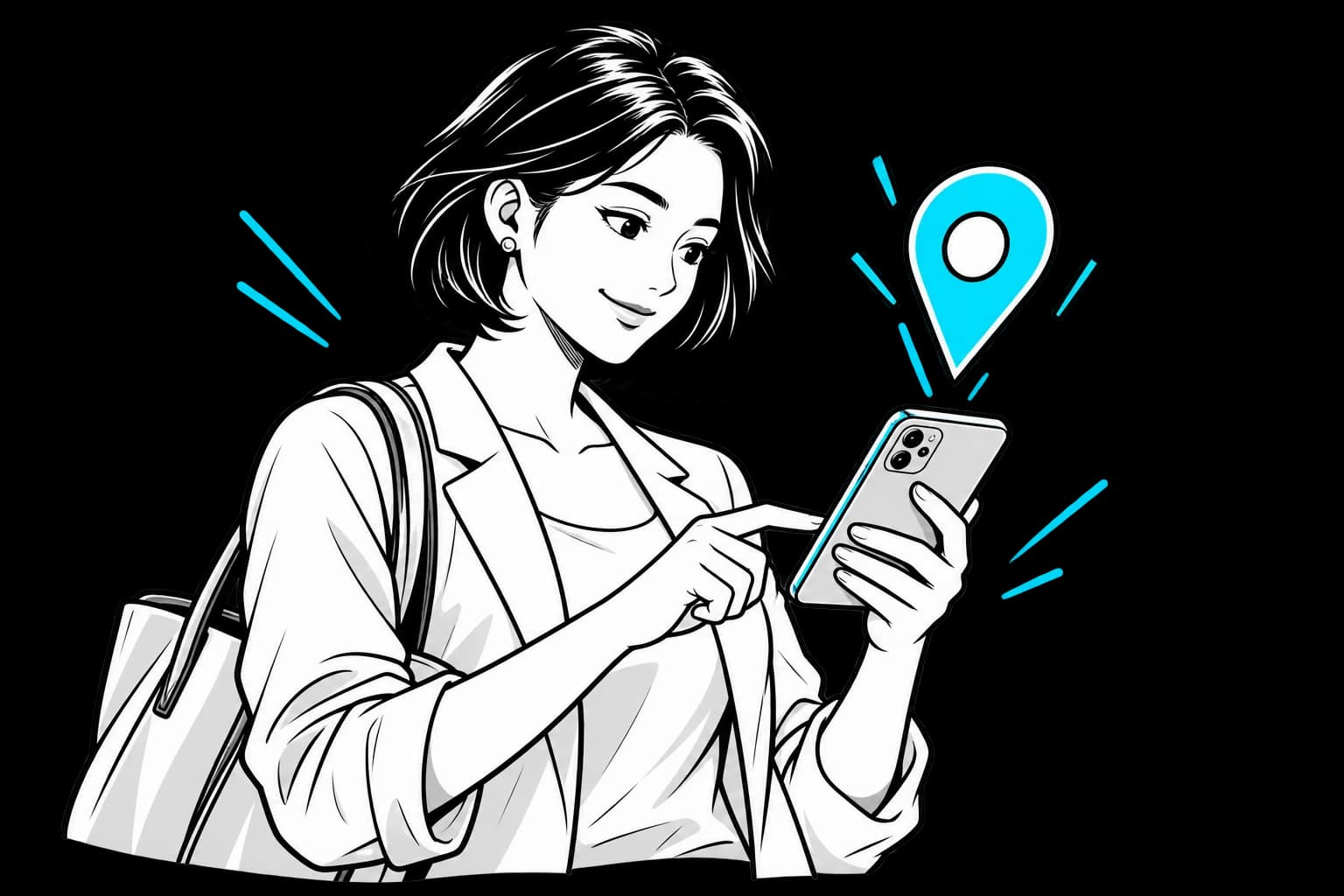 Woman choosing to share her location