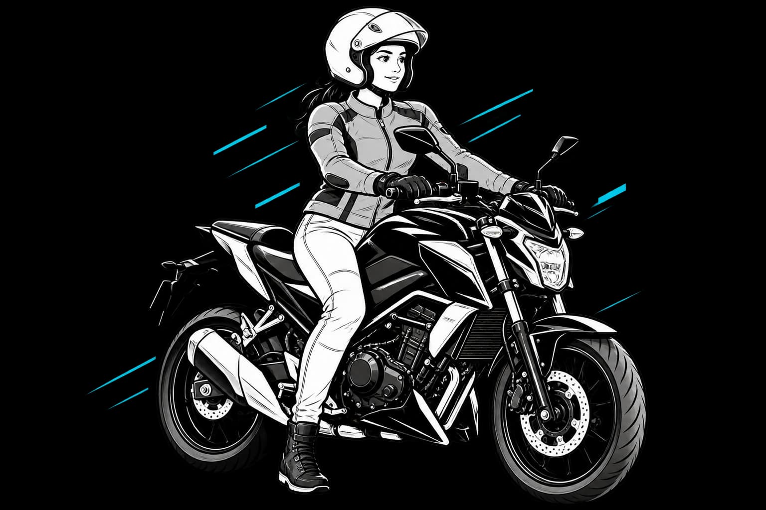 Motorcyclist wearing protective equipment