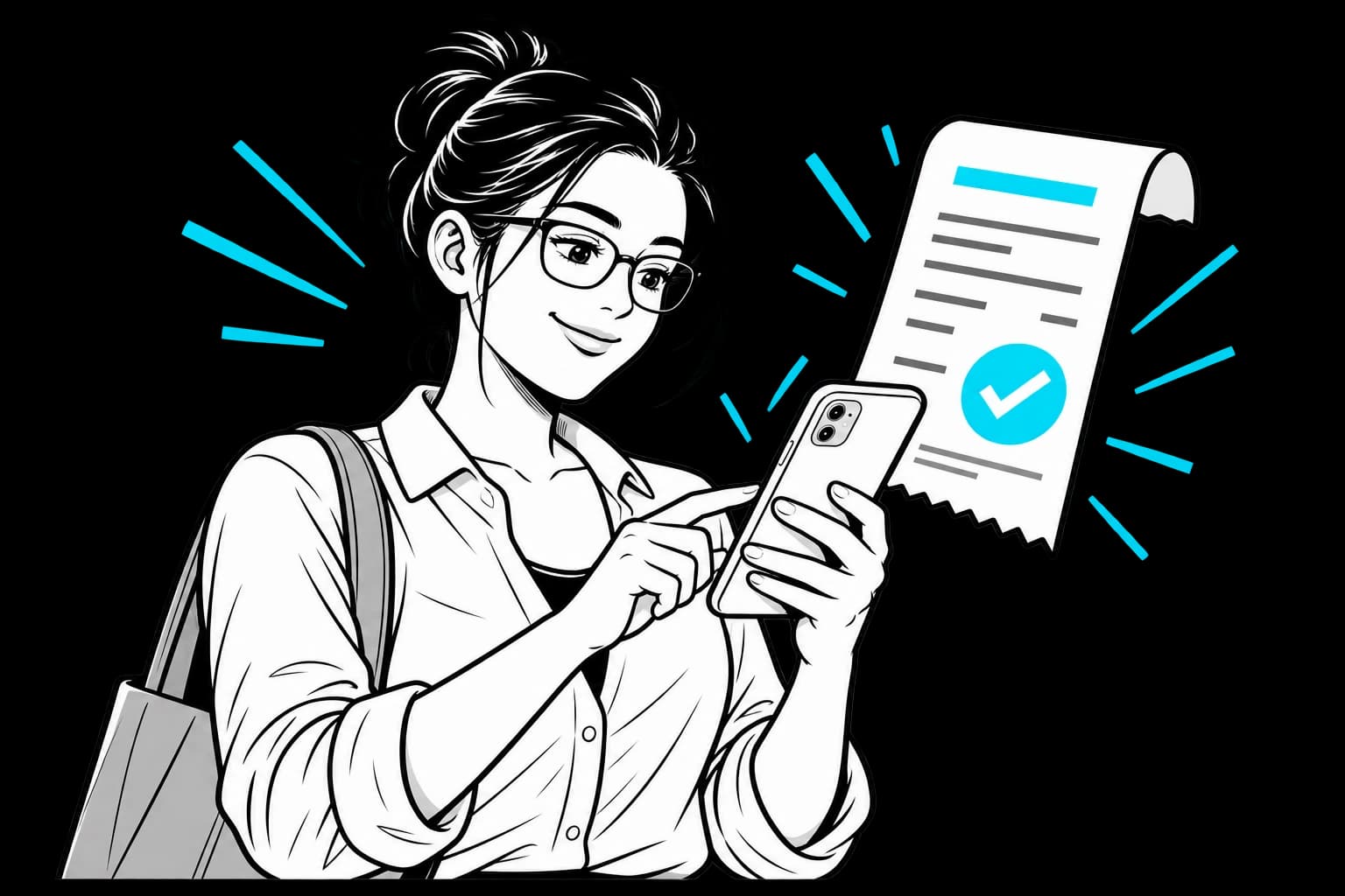 Woman checking a payment